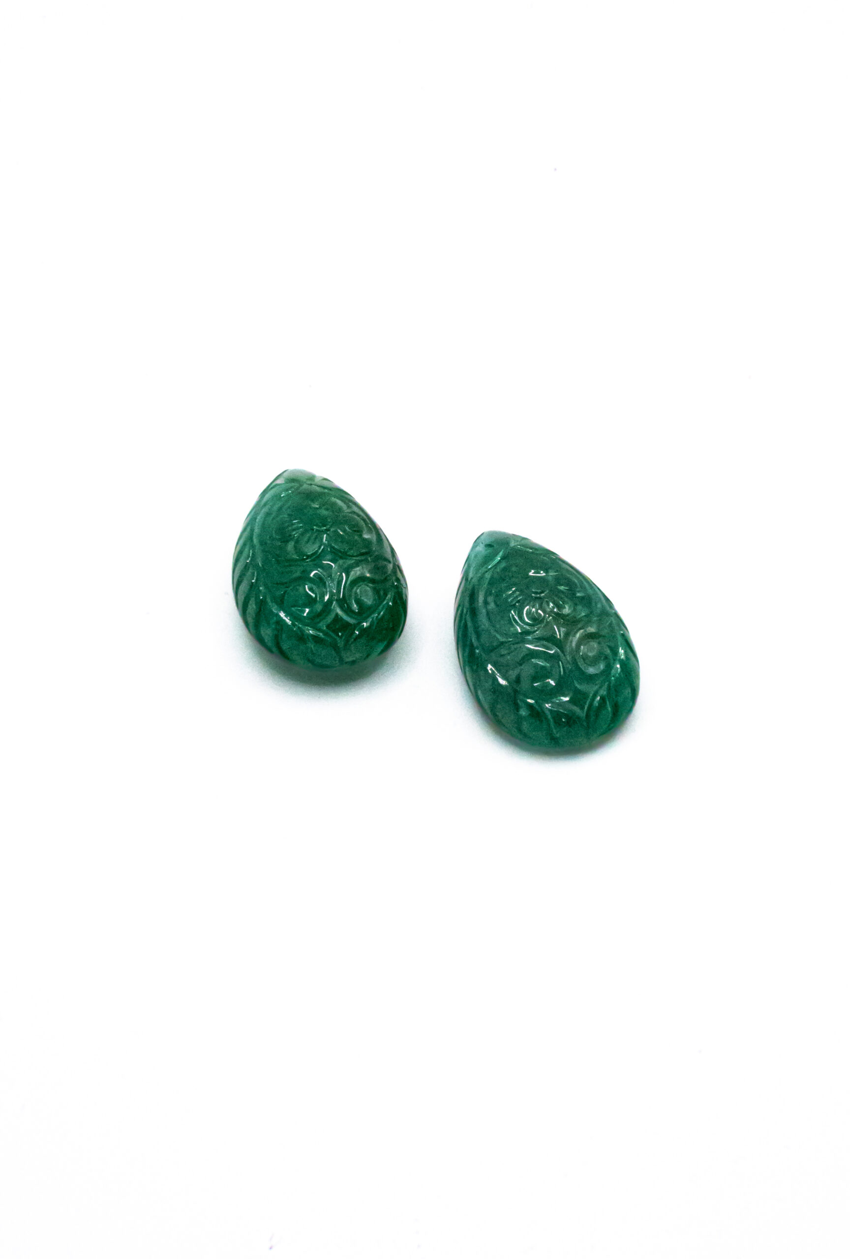 Carved Pear Emeralds 24.00 x 15.40 mm - 25.42 Carats