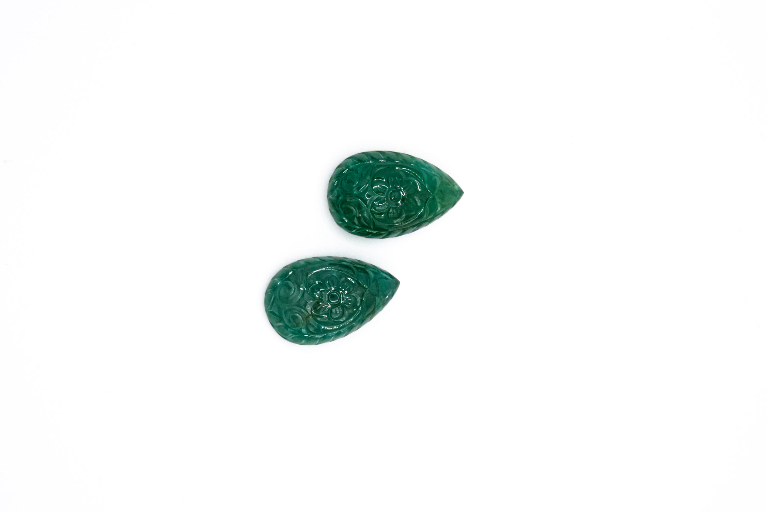 Carved Pear Emeralds 24.00 x 15.40 mm - 26.87 Carats